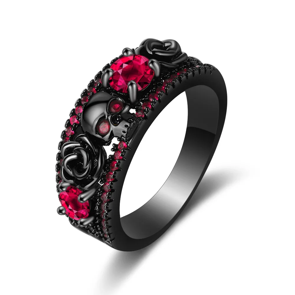 Gothic Skull Ring - Гальваника с цветком черепа в стиле