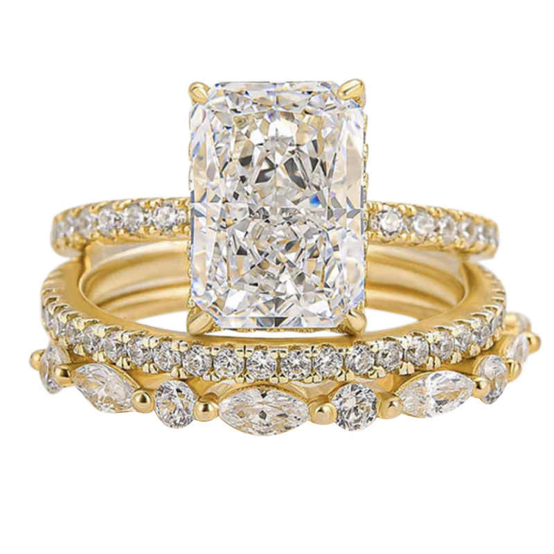 Moissanite Ring - Позолоченное кольцо из меди и серебра