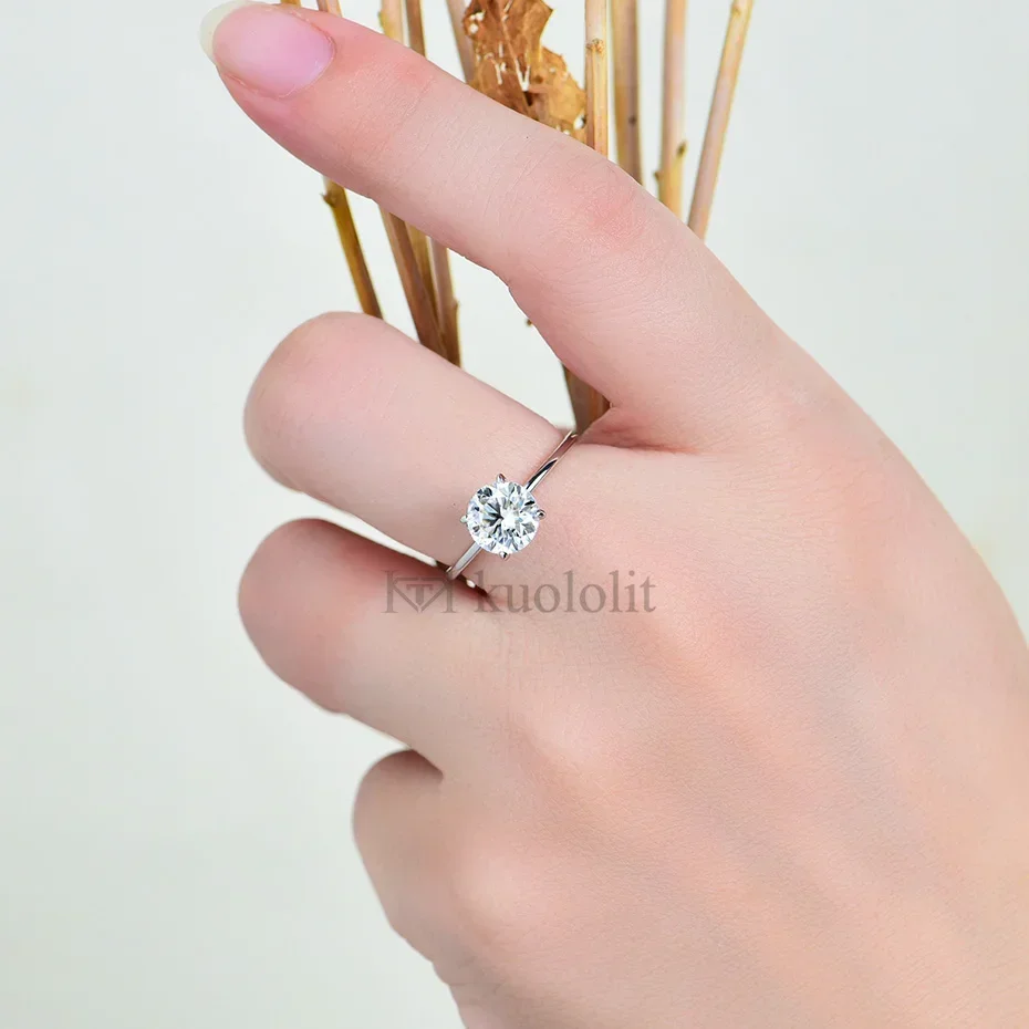 Moissanite Ring - Кольцо-солитер с муассанитом 1-2 карата, круглой