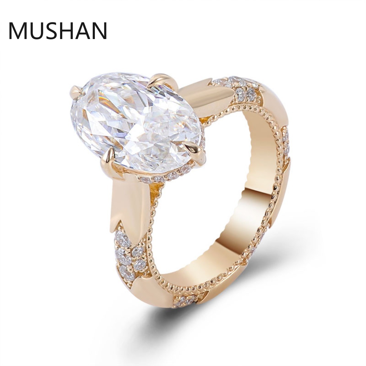 Moissanite Ring - Роскошные кольца MUSHAN из золота 14K