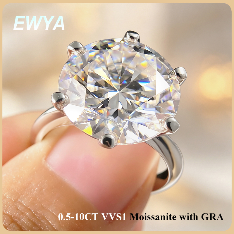 Moissanite Ring - EWYA GRA сертифицированные 0,5-10 карат D