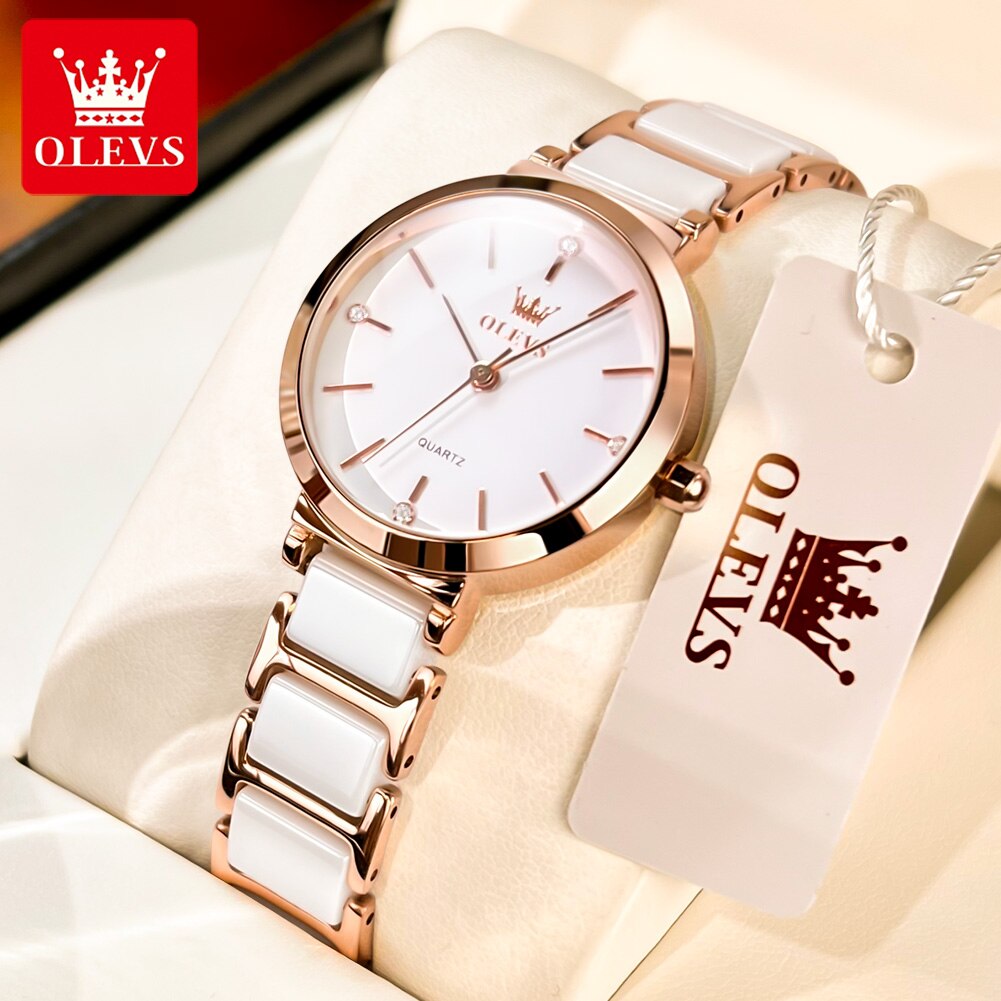 Jewelry Watches Gold - Женские кварцевые часы с керамическим ремешком,