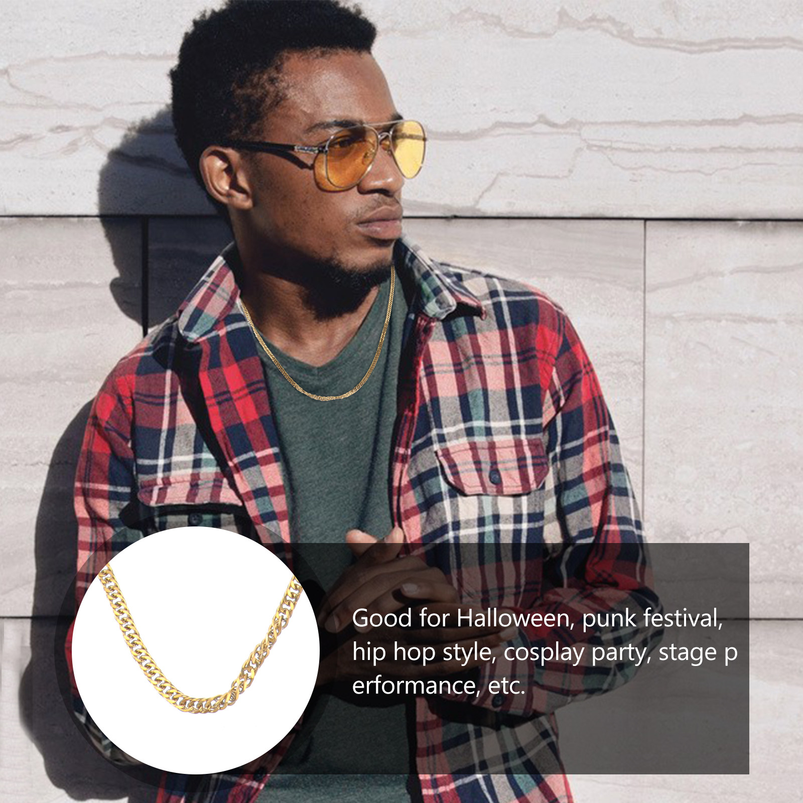 1 шт. Золотистое титановое ста – обзор и цена Hip Hop Chain Necklace