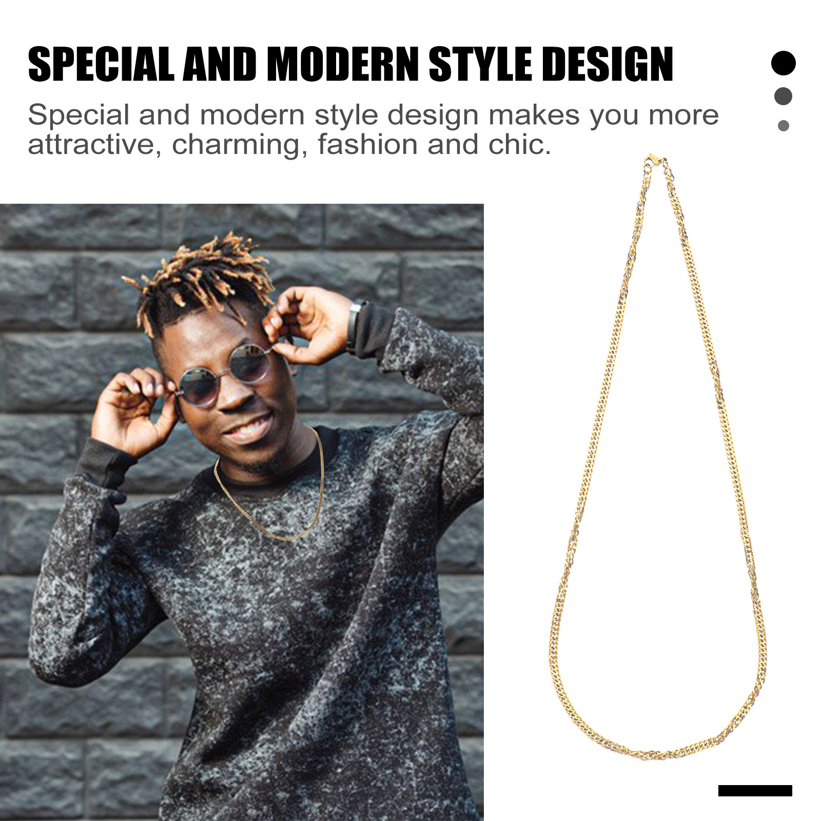 1 шт. Золотистое титановое ста – обзор и цена Hip Hop Chain Necklace